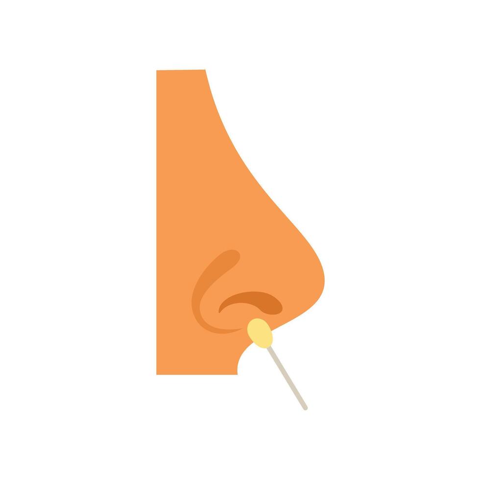Doctor taking nasal swab test from patient with cotton bud vector