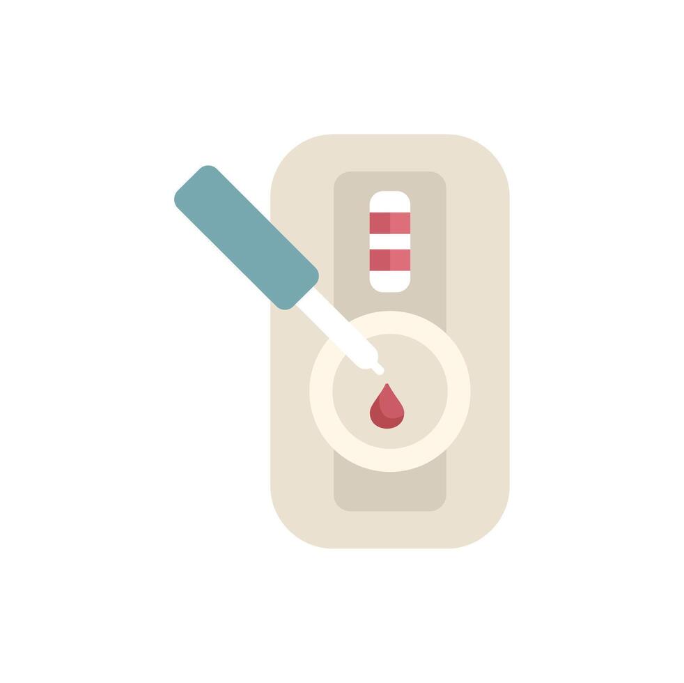 Dropper placing blood sample on rapid test device for medical diagnosis vector