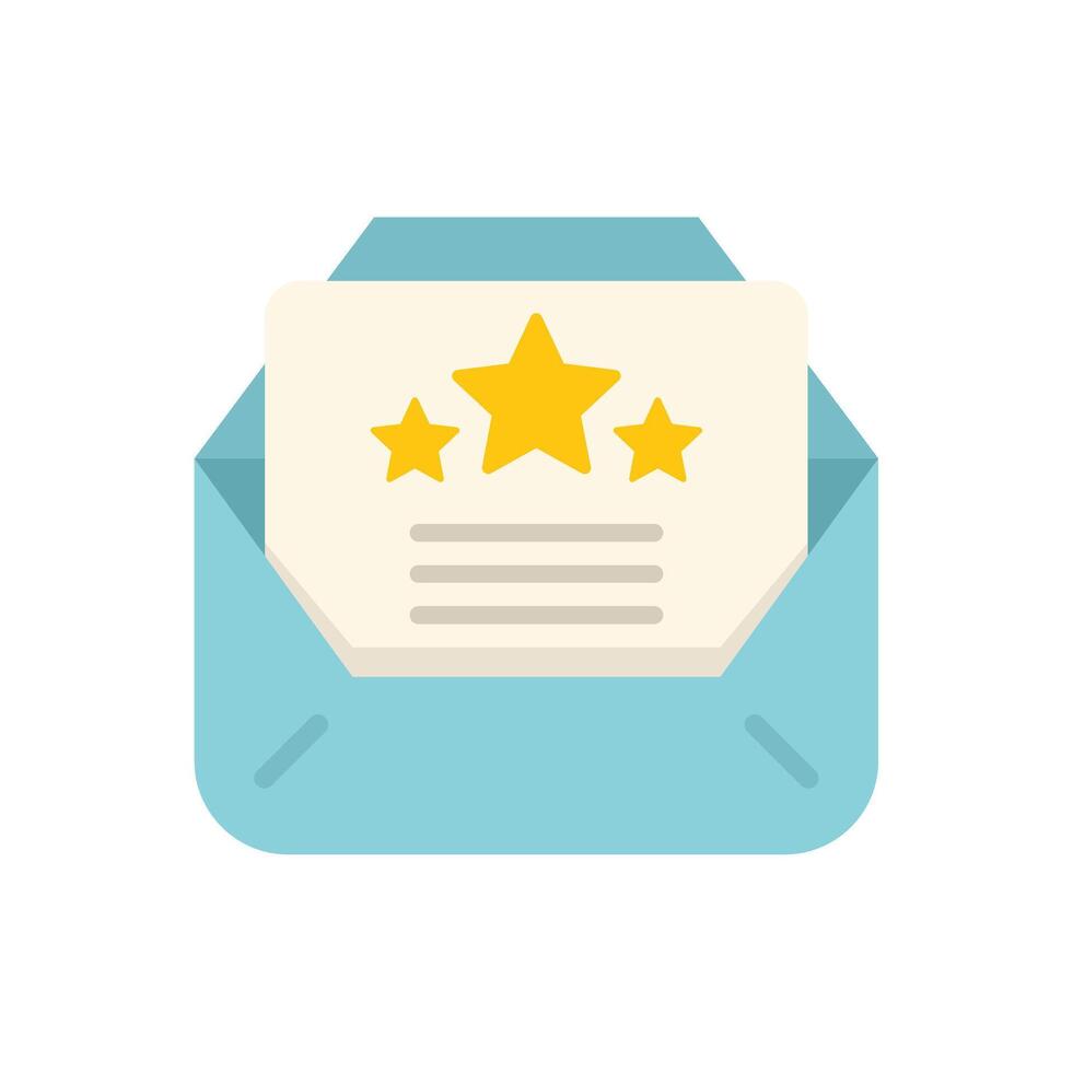 Envelope containing feedback with five star rating icon vector