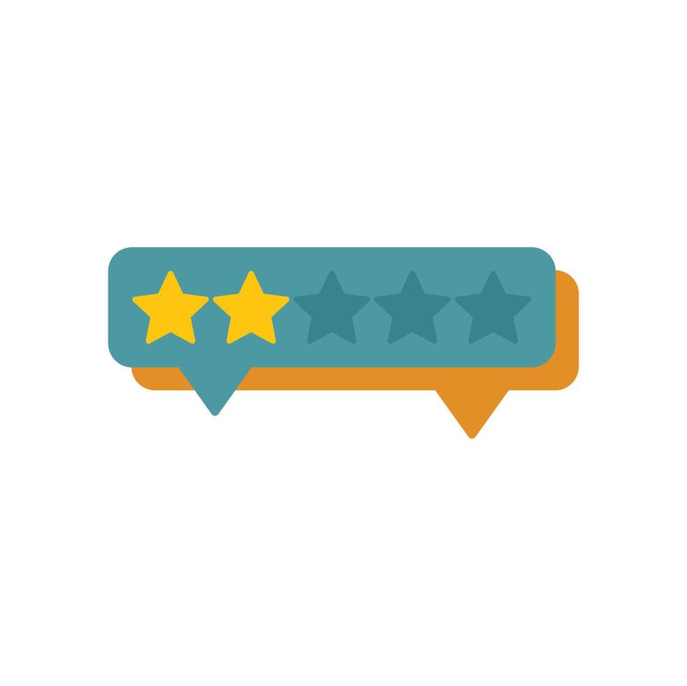 Two out of five stars feedback rating in a speech bubble vector