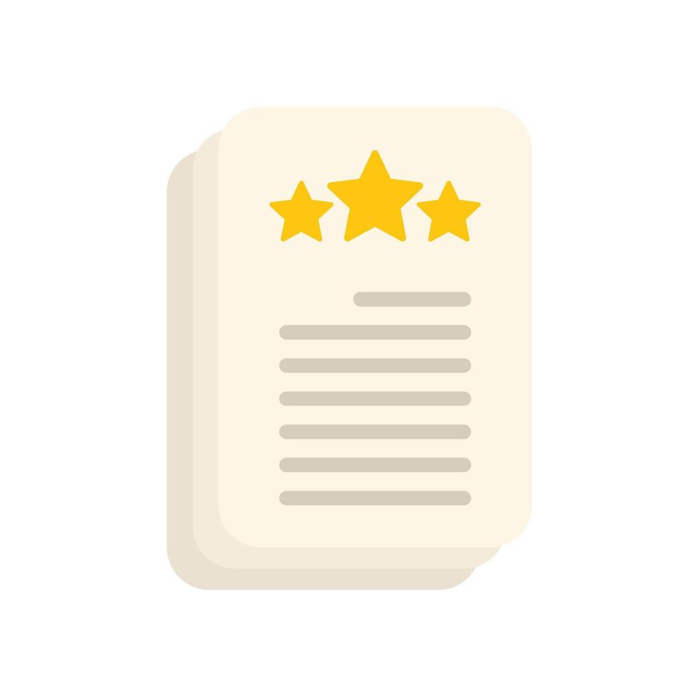 Document with five stars rating showing customer satisfaction vector
