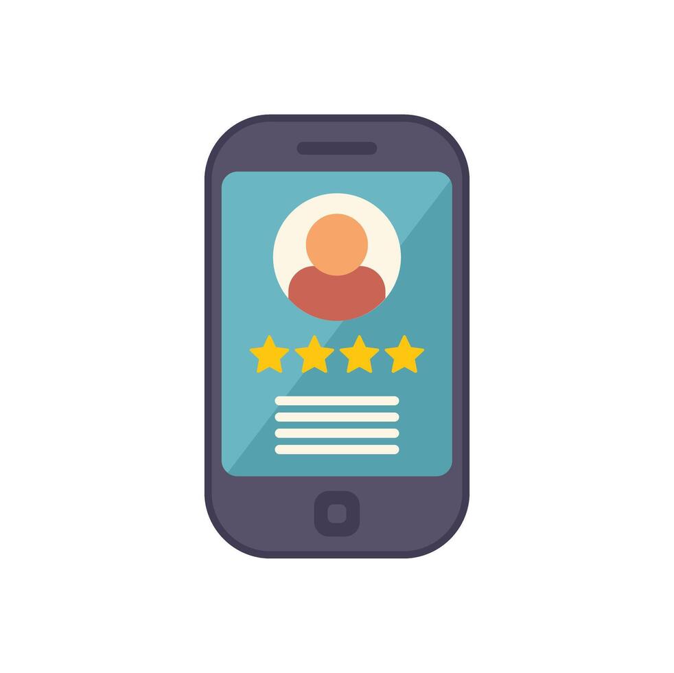 Smartphone displaying five star rating for customer satisfaction survey vector