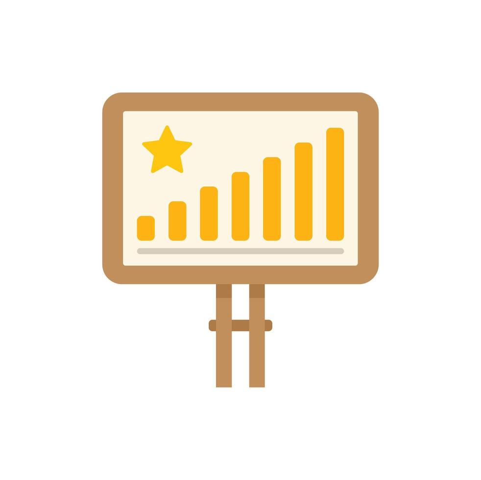 Whiteboard with growing chart and star icon on easel vector