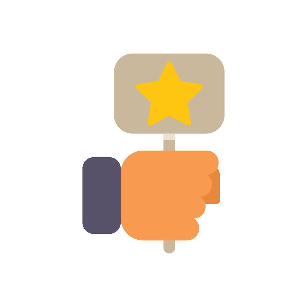 Hand holding rating sign with star symbol for feedback or review vector