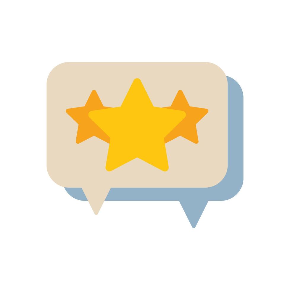 Speech bubble showing three golden stars customer review vector