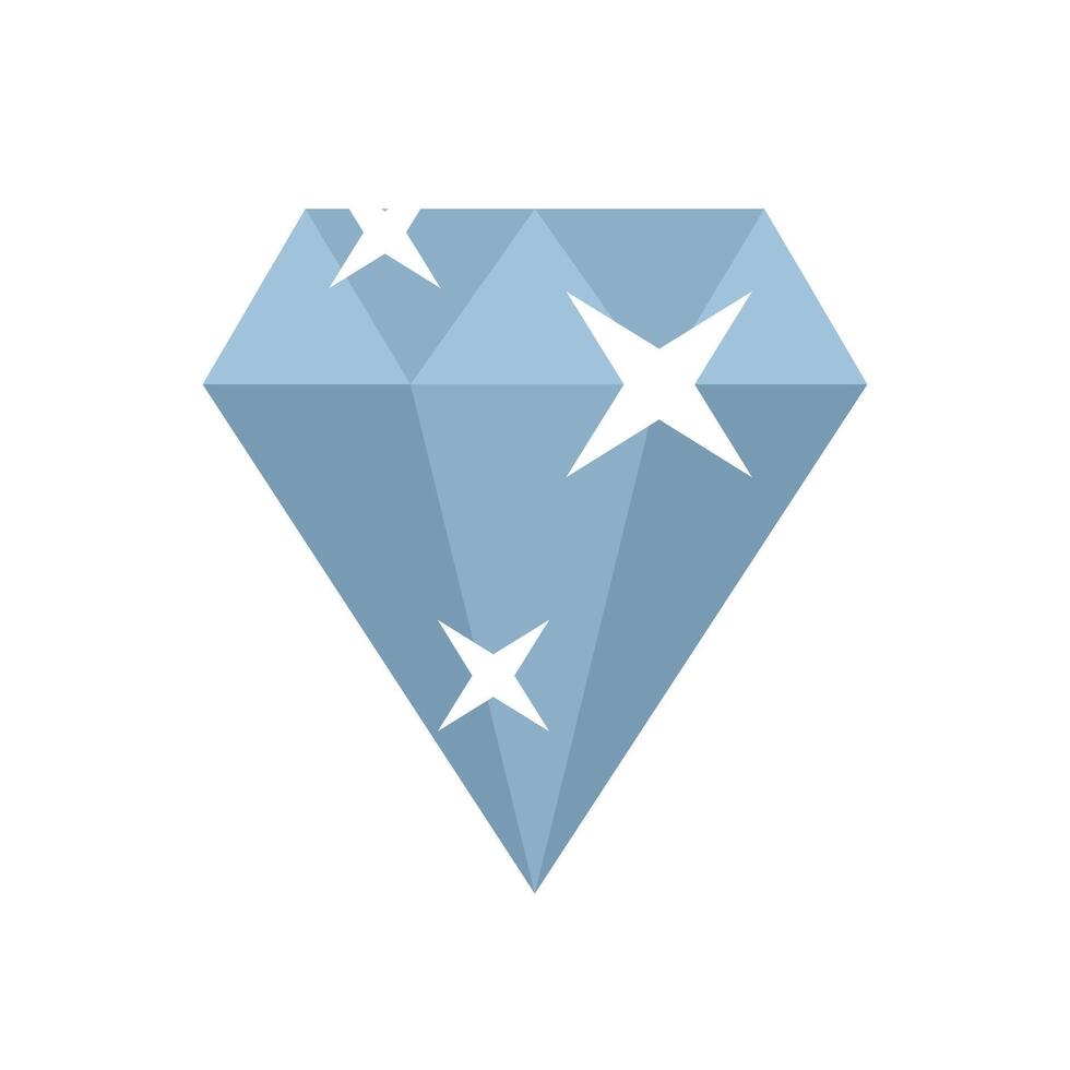 Blue diamond sparkling with light reflections vector
