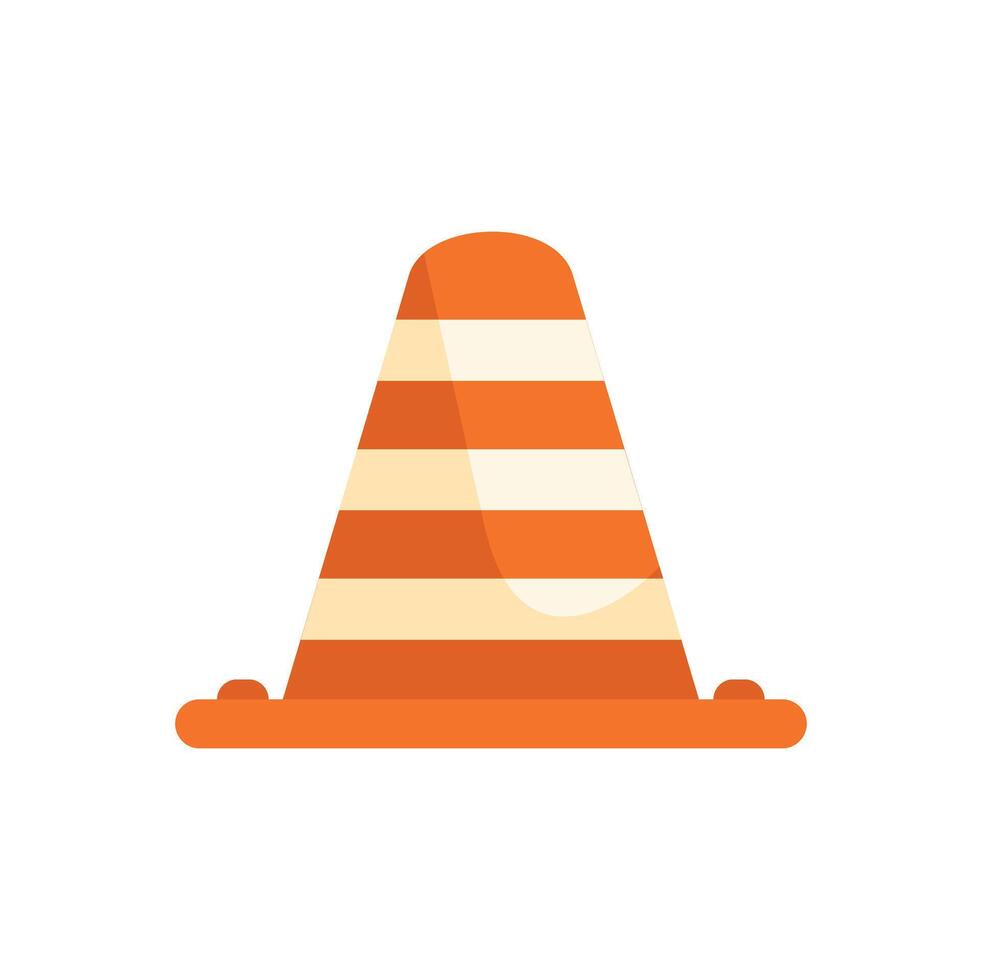 Striped traffic cone standing on white background vector