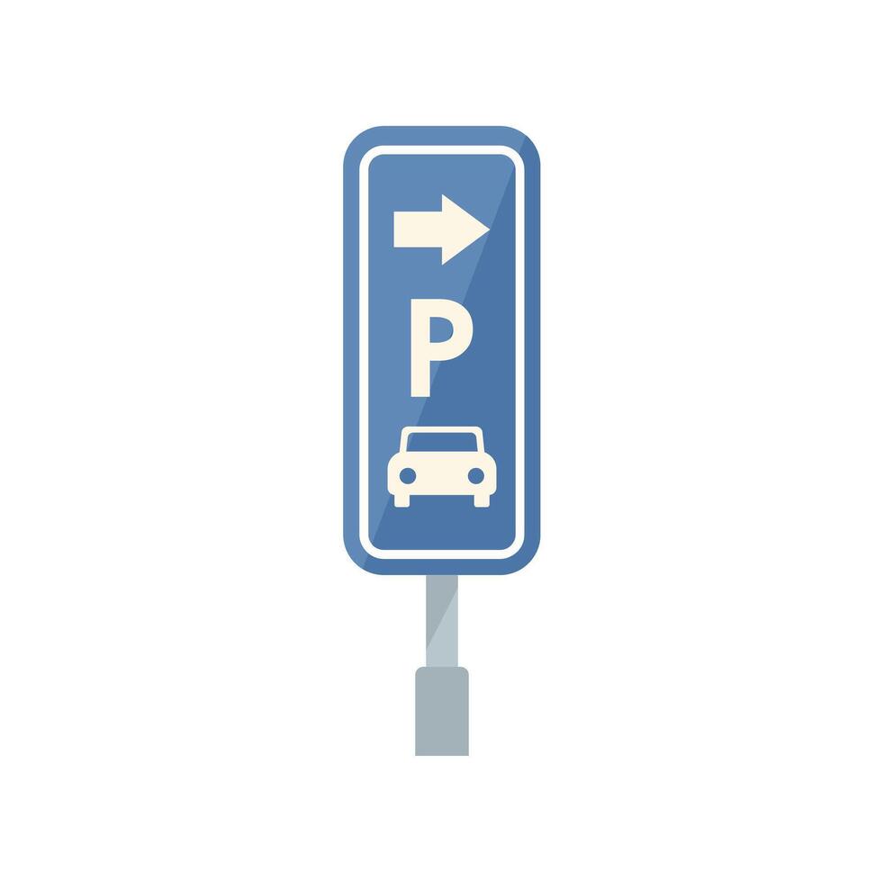 Blue parking sign indicating a parking lot to the right vector
