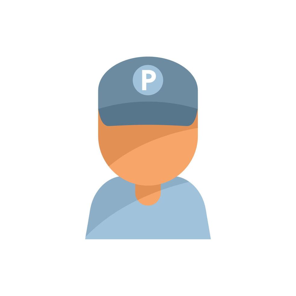 Parking attendant wearing uniform cap with letter p icon vector