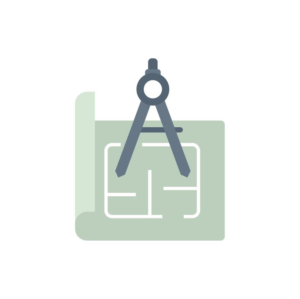 Compass drawing house plan on blueprint symbolising architecture vector