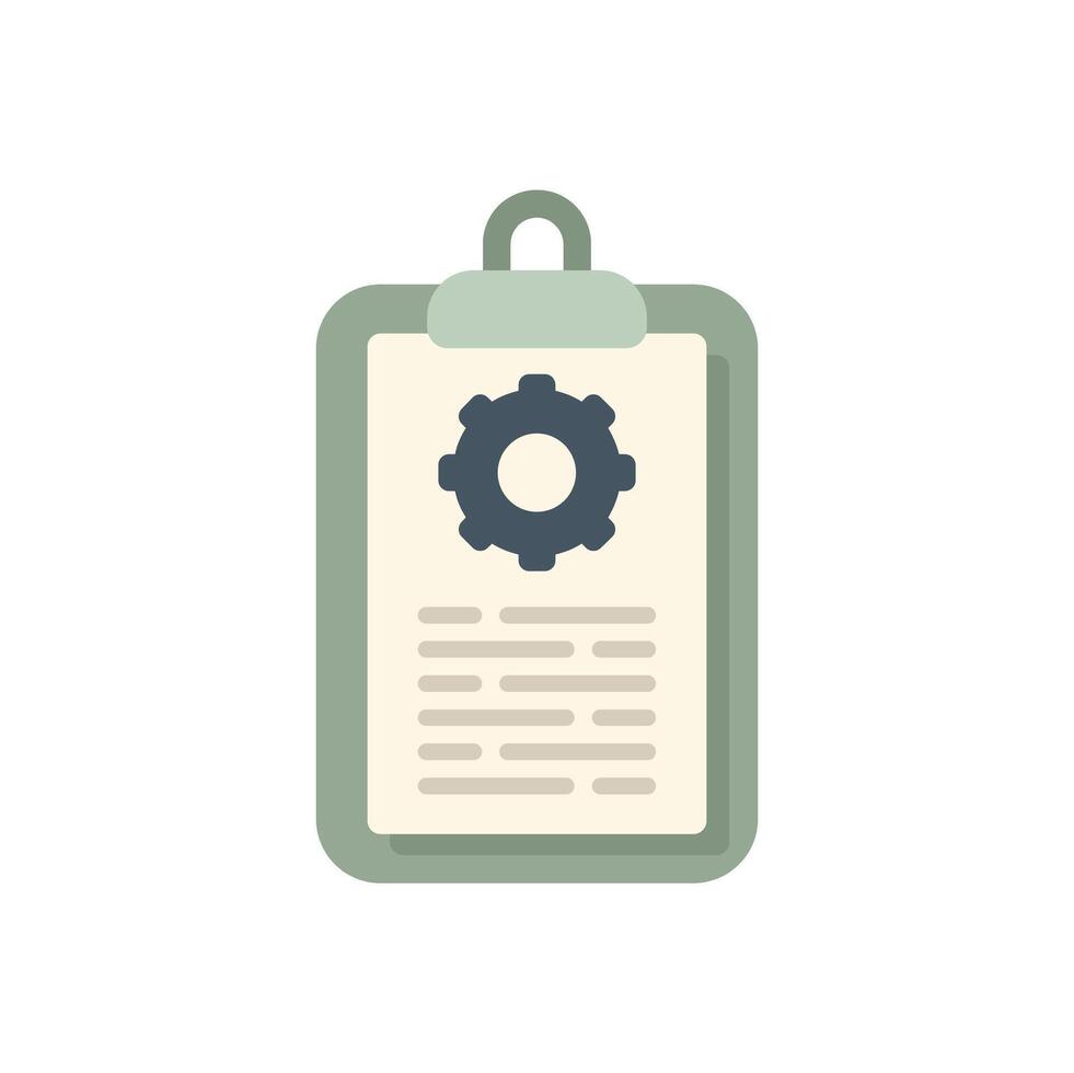 Clipboard showing project management with cogwheel icon vector