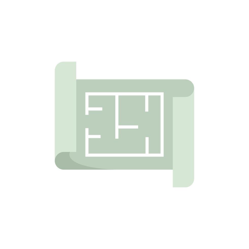 Architectural project showing house plan on green blueprint vector