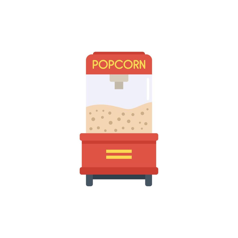 Red popcorn machine serving a fresh batch of buttery popcorn vector