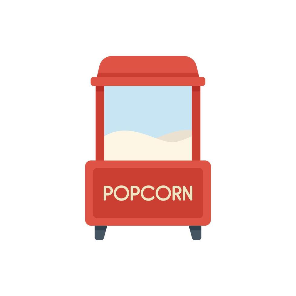 Red popcorn machine displaying freshly made popcorn vector