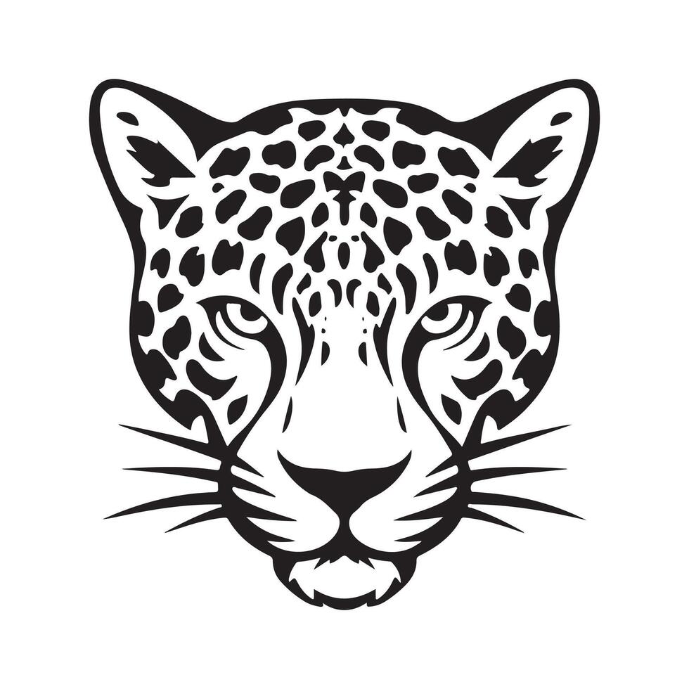 A black and white jaguar head on a white background vector