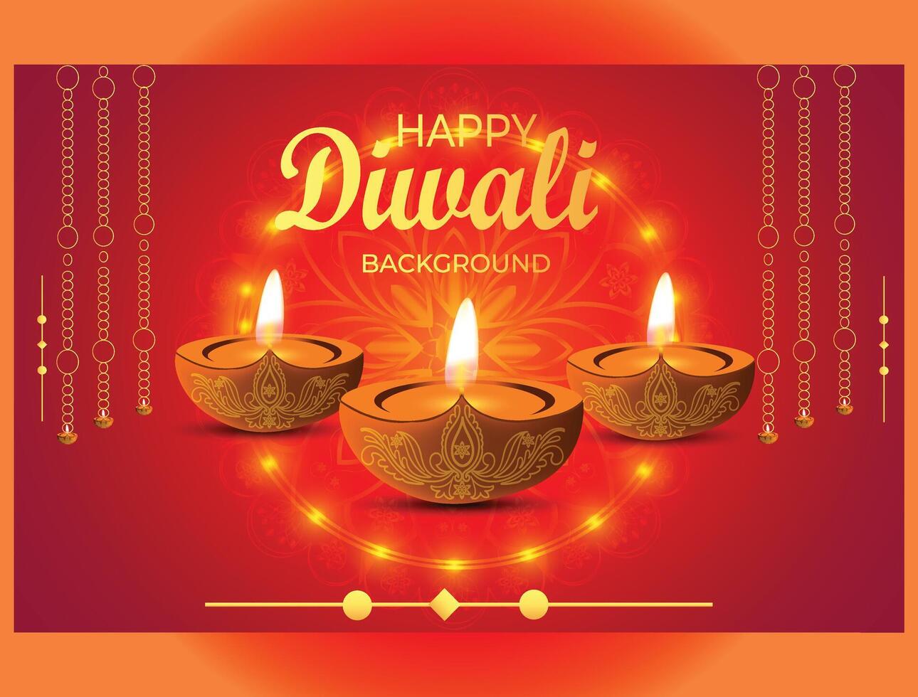 Shubh happy diwali diya festival template with oil lamp and light gradient holiday background vector