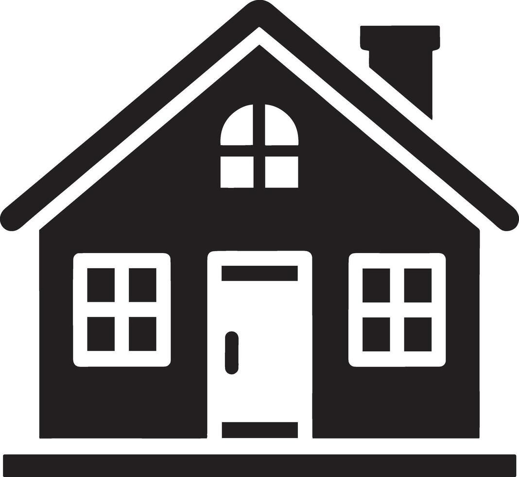 a black and white of a house with a door that says the house vector