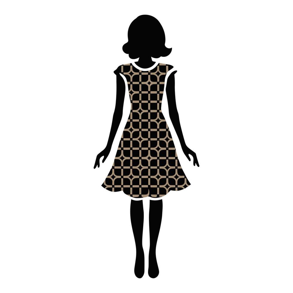 a girl in a dress with polka dots on it vector