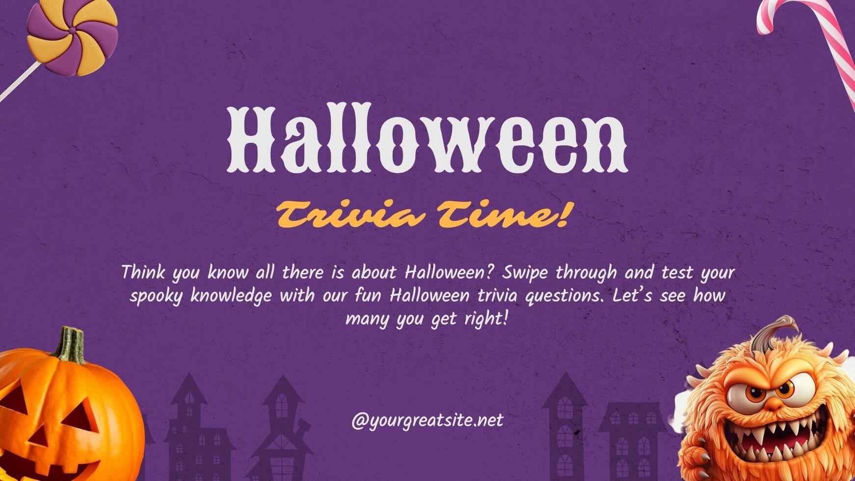 Halloween Trivia Twitter Post Slides template
