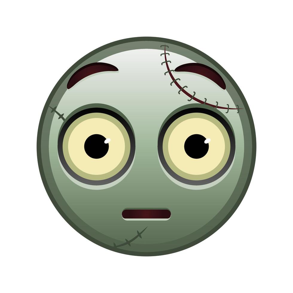 Flushed face Large size of zombie halloween emoji vector