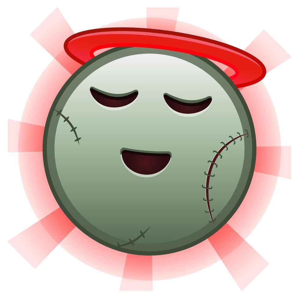 Smiling face with halo above head Large size of zombie halloween emoji vector