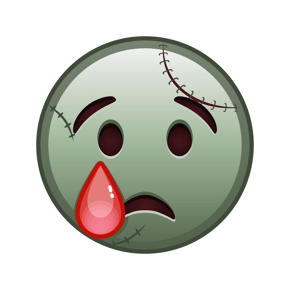Crying face Large size of zombie halloween emoji vector
