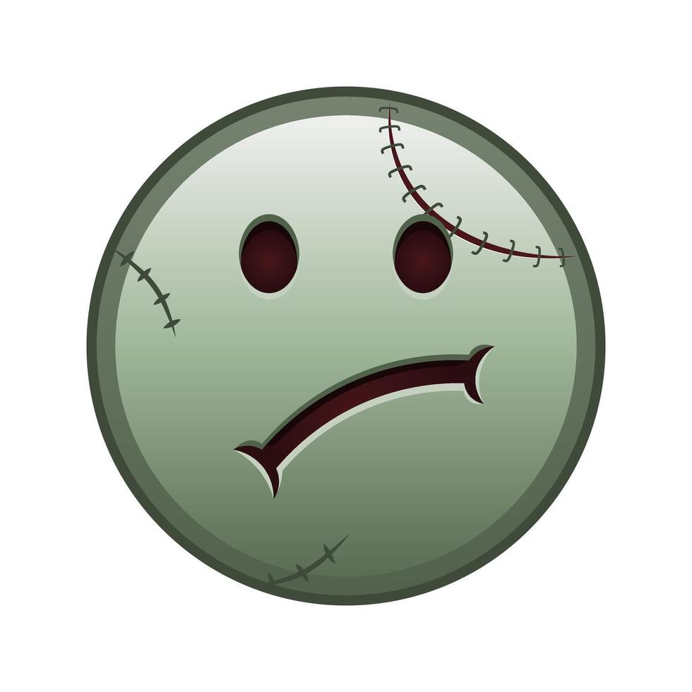 Sad face Large size of zombie halloween emoji vector