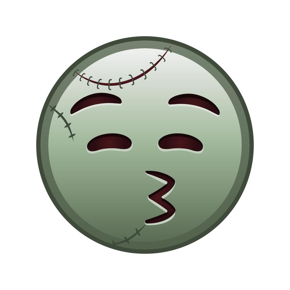 Kissing face with closed eyes Large size of zombie halloween emoji vector