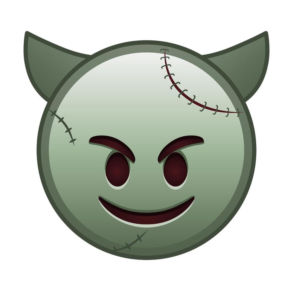 Smiling face with horns Large size of zombie halloween emoji vector