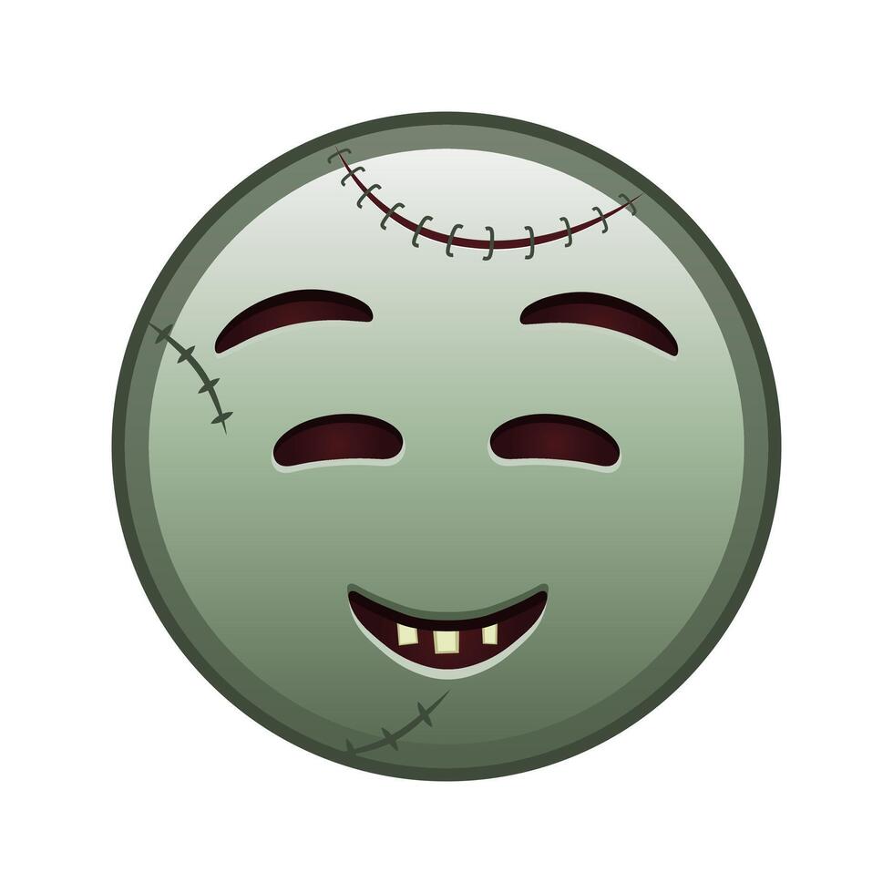 Embarrassed smiling face Large size of zombie halloween emoji vector