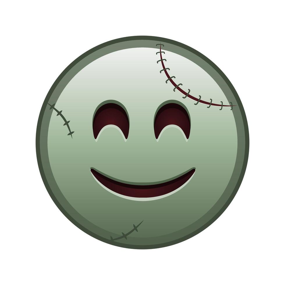 Smiling face with laughing eyes Large size of zombie halloween emoji vector
