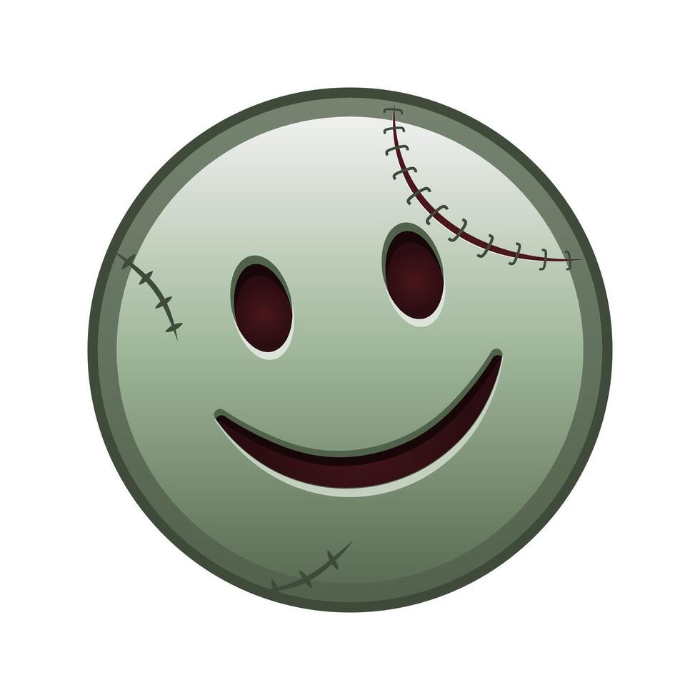 Slightly smiling face Large size of zombie halloween emoji vector