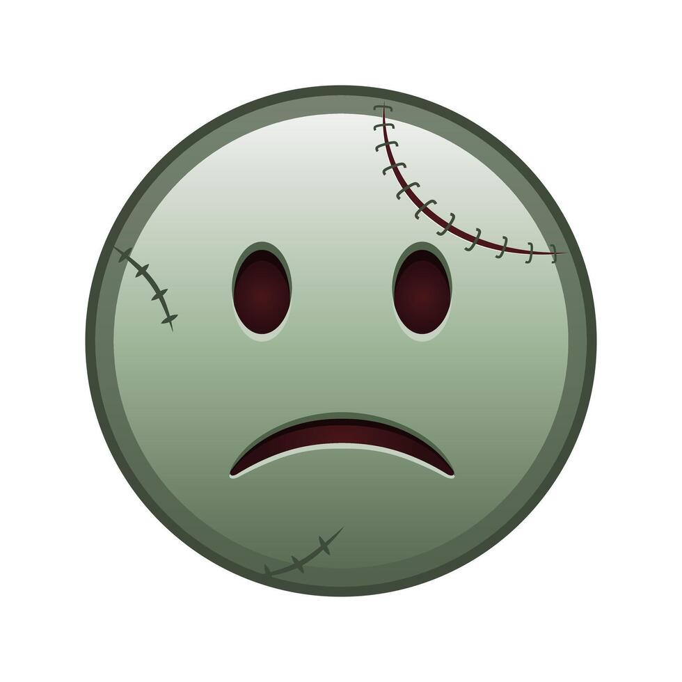 Slightly frowning face Large size of zombie halloween emoji vector