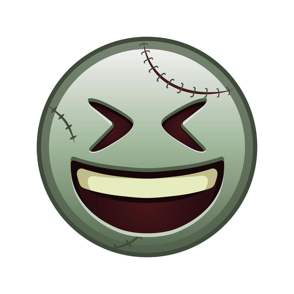 Smiling face with open mouth and tightly closed eyes Large size of zombie halloween emoji vector