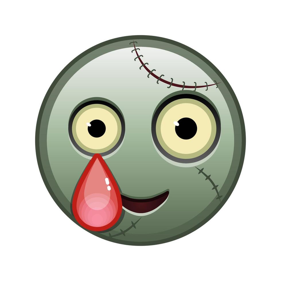 Happy face with tears Large size of zombie halloween emoji vector