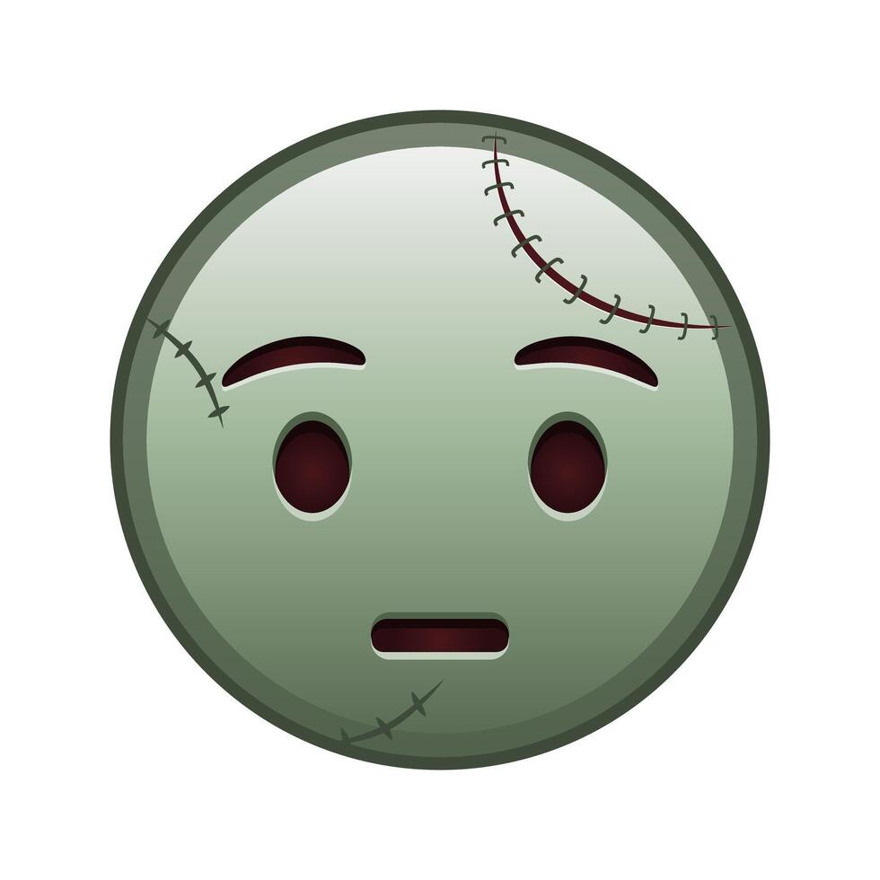 Hushed face Large size of zombie halloween emoji vector