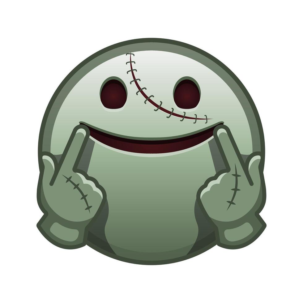 Fake smile face Large size of zombie halloween emoji vector