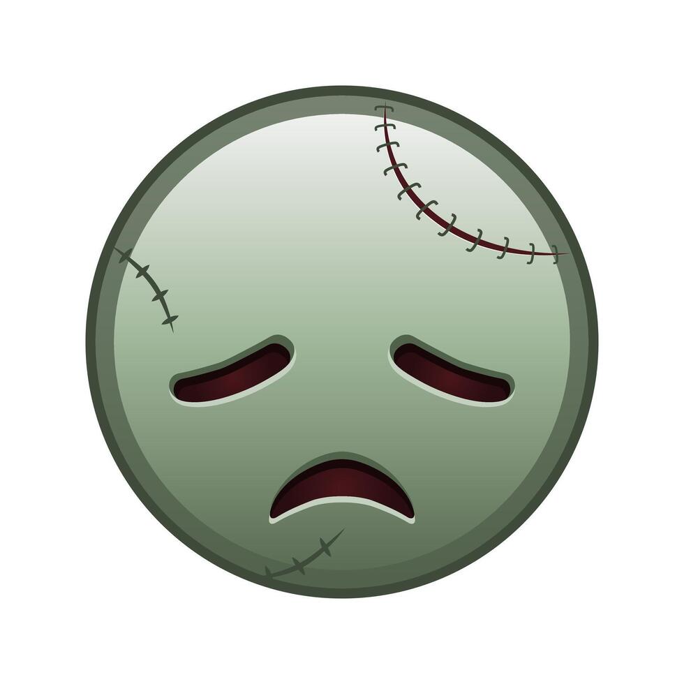 Disappointed face Large size of zombie halloween emoji vector