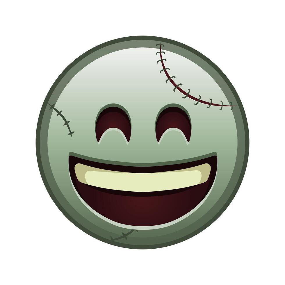 Smiling face with open mouth and laughing eyes Large size of zombie halloween emoji vector
