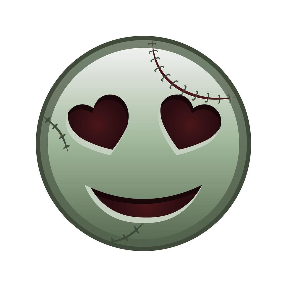 Smiling face with heart eyes Large size of zombie halloween emoji vector