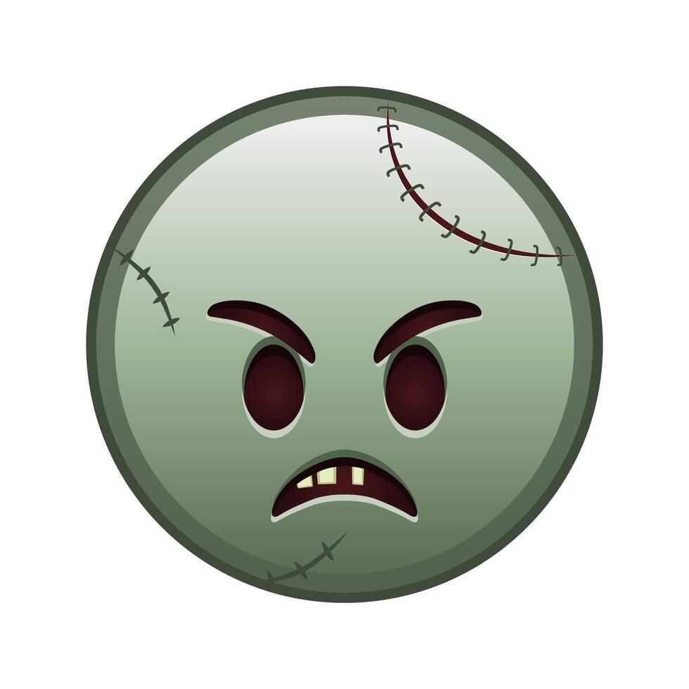 Angry face Large size of zombie halloween emoji vector