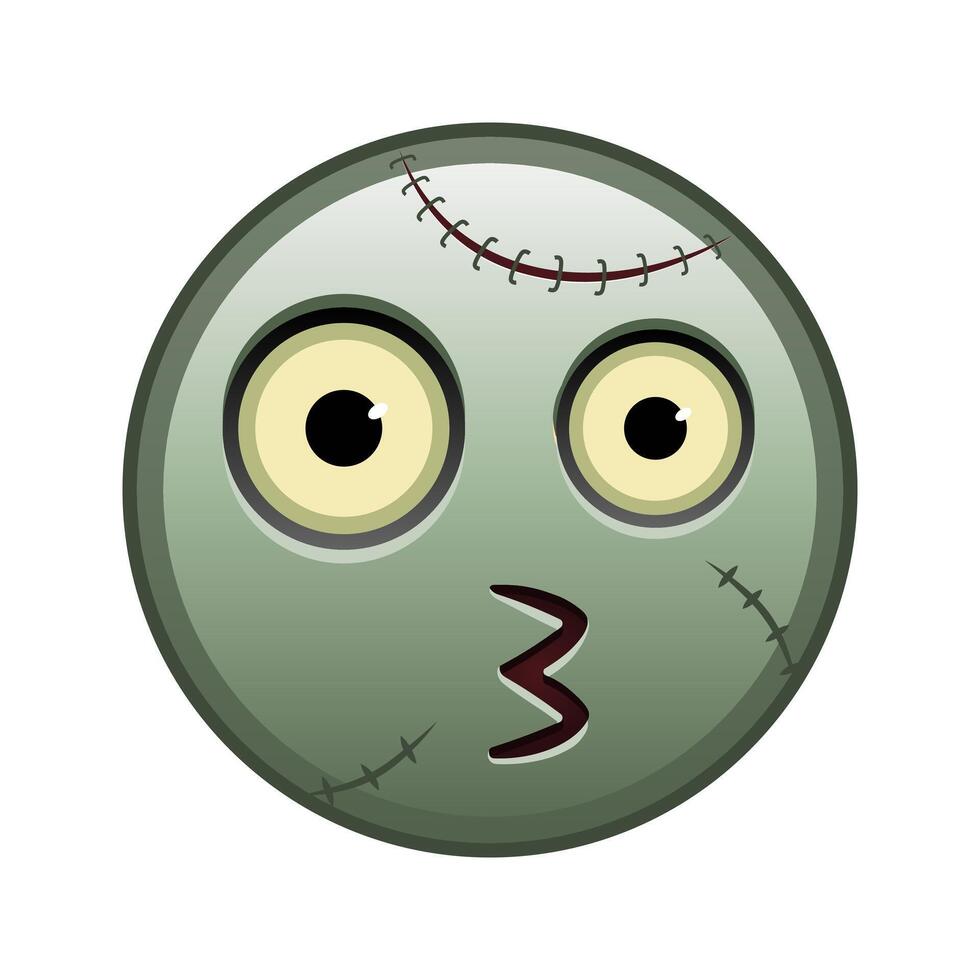 Kissing face Large size of zombie halloween emoji vector