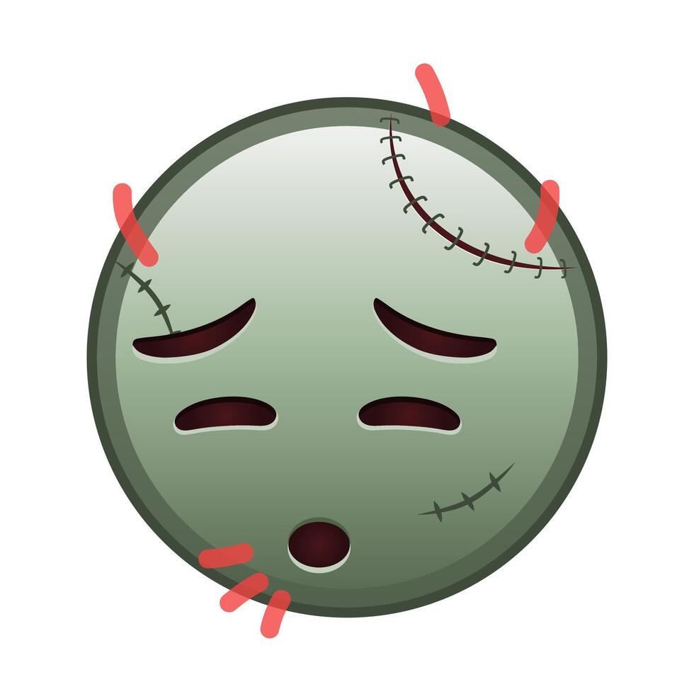 Sweaty face Large size of zombie halloween emoji vector