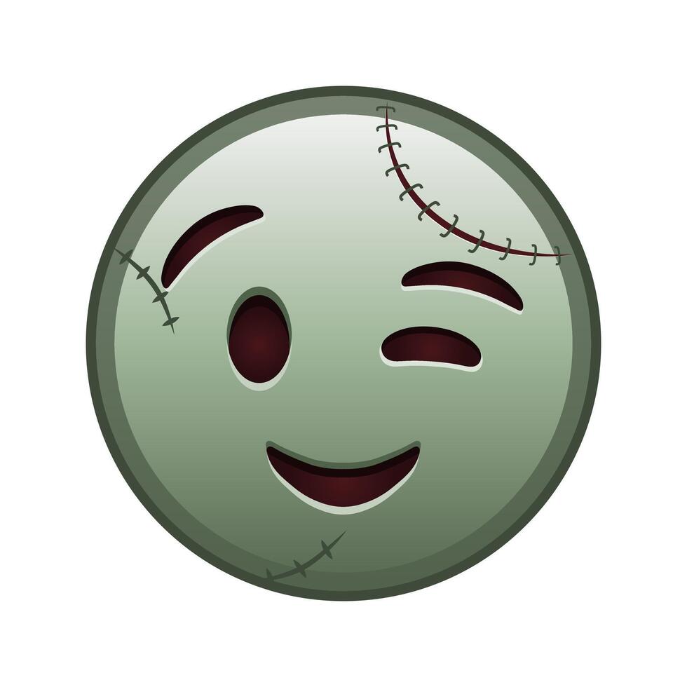Winking face Large size of zombie halloween emoji vector