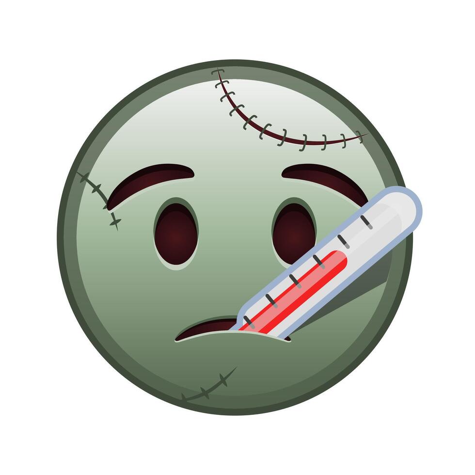 Face with thermometer Large size of zombie halloween emoji vector