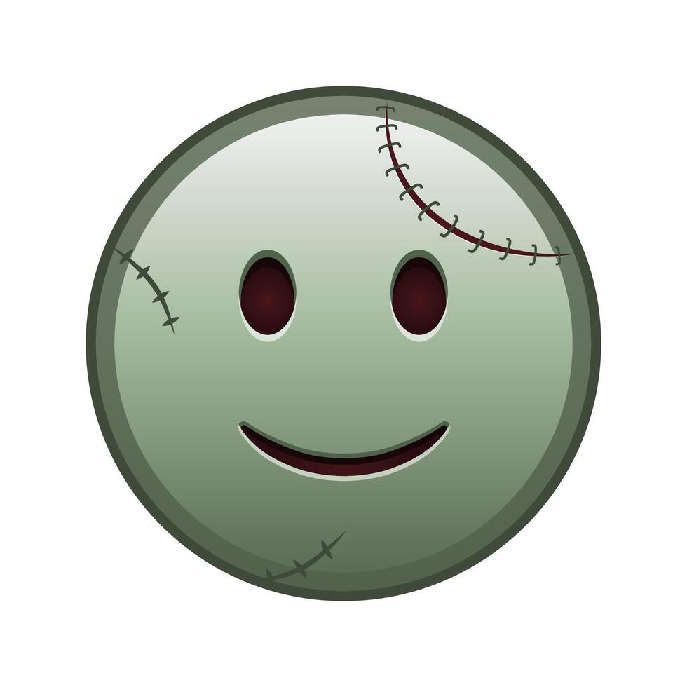 Slightly smiling face Large size of zombie halloween emoji vector