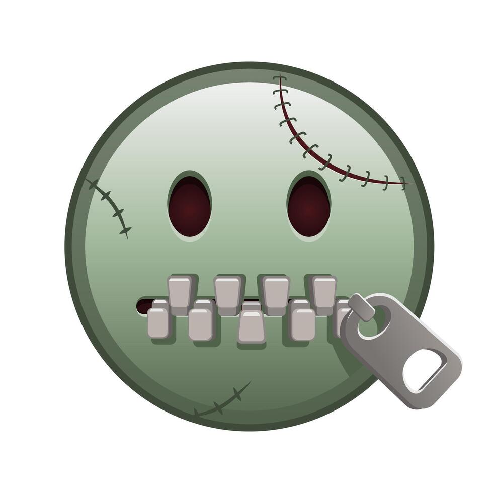 Zipper-Mouth face Large size of zombie halloween emoji vector