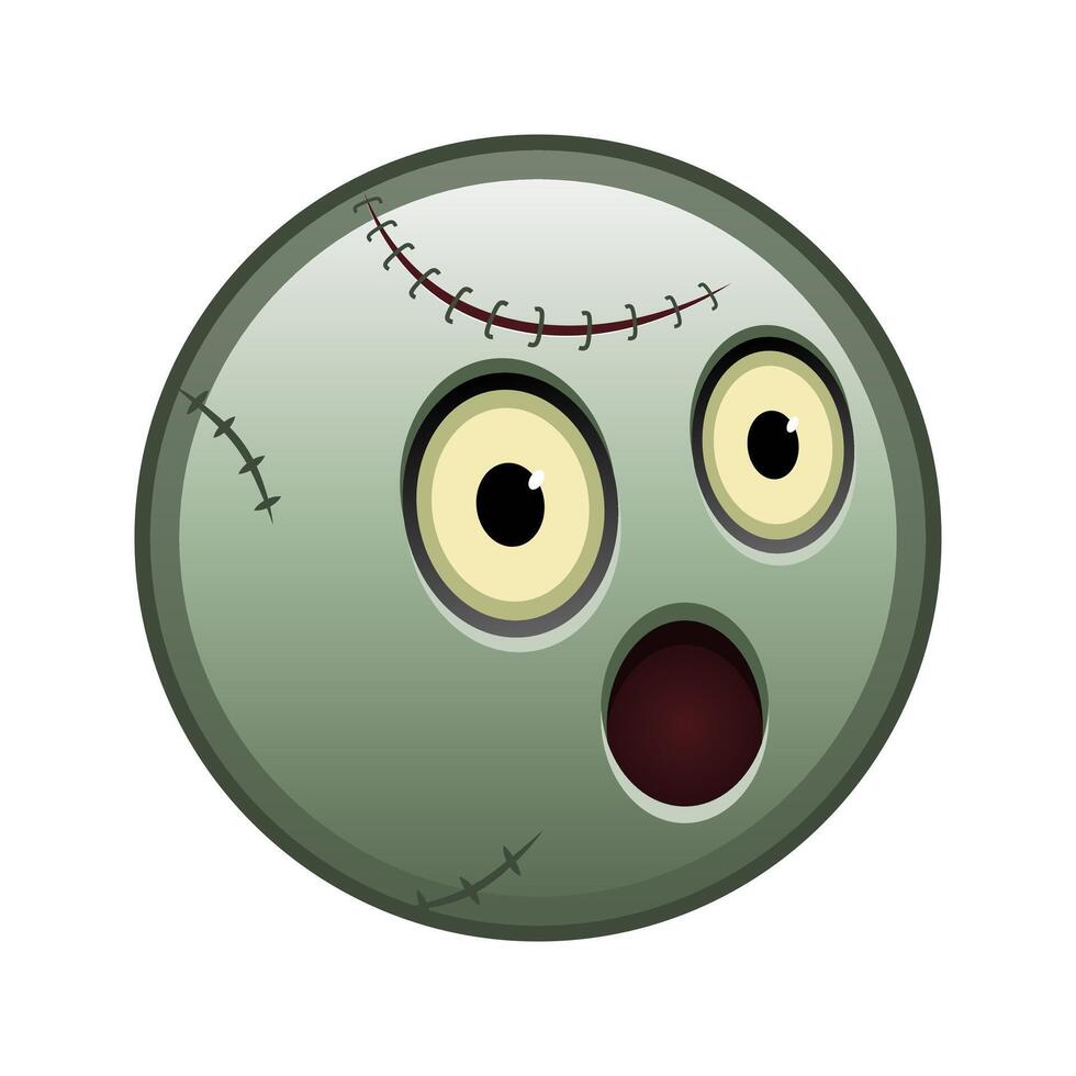 Face with open mouth Large size of zombie halloween emoji vector