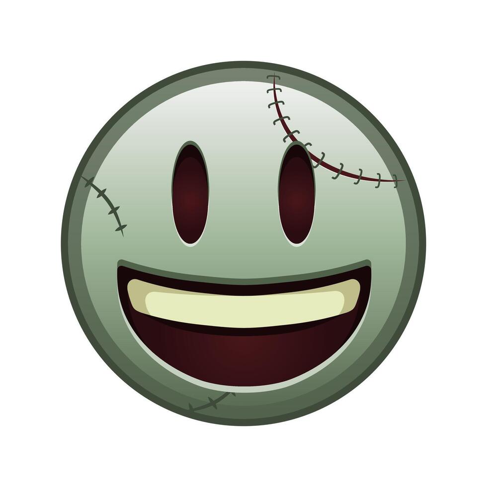 Smiling face with open mouth Large size of zombie halloween emoji vector