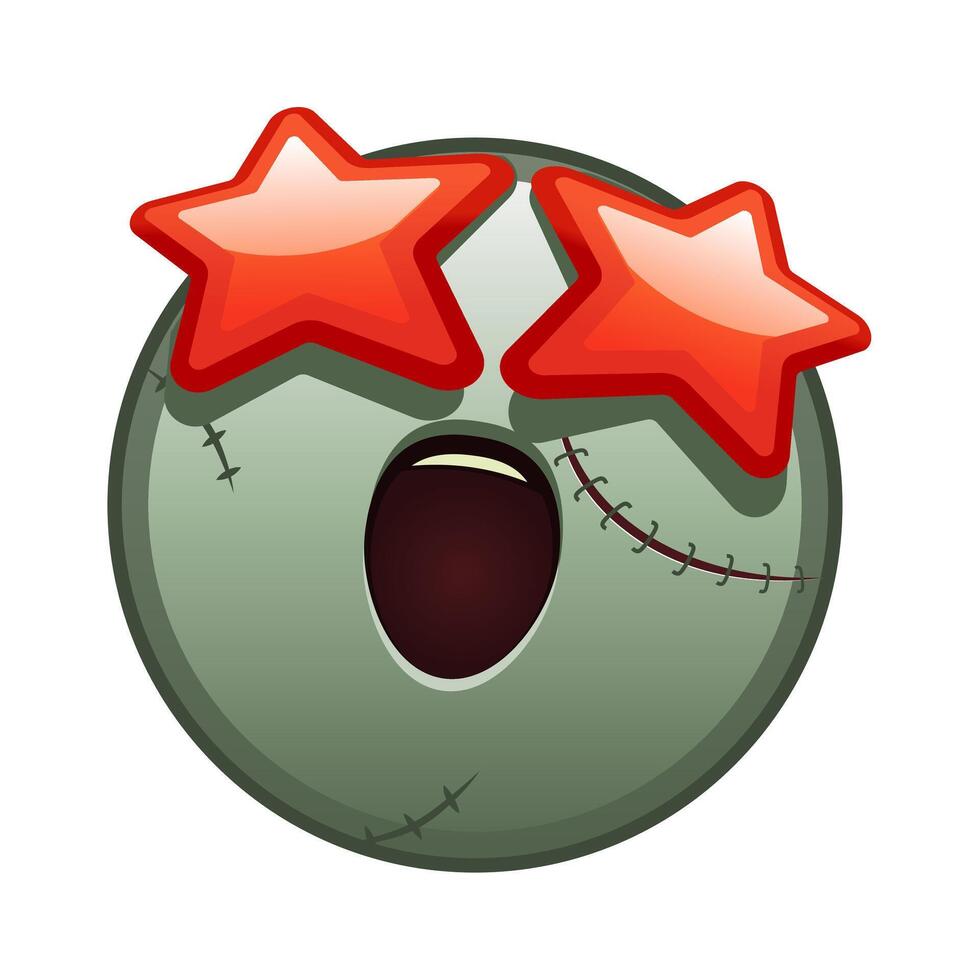 A grinning face with starry eyes Large size of zombie halloween emoji vector